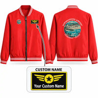 Thumbnail for Hanimaadhoo International Airport (HAQ) Stylish Jackets - Baseball Collar - Badge + Name - Red