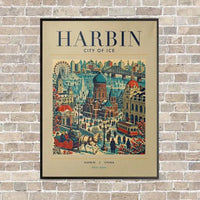 Thumbnail for HARBIN - Poster - Canvas Framed - Beige