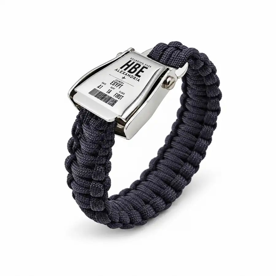 HBE - Seat Belt Bracelet - Boarding Pass Style - Black