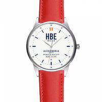 Thumbnail for Borg El Arab Airport (HBE) Aviator Watches - Classic - White - Leather Strap - Red Leather Strap