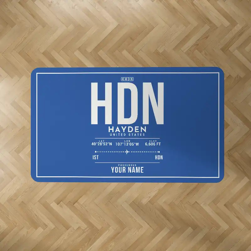 Yampa Valley Airport (HDN) Carpets - Carpet Rectangle - ID Tag + Name - Blue V2