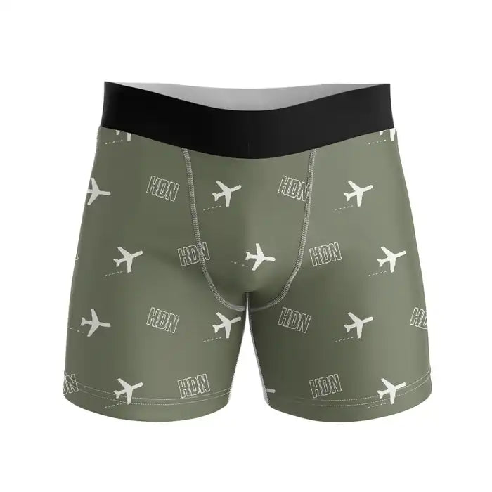 Yampa Valley Airport (HDN) Men Boxers - Pattern - Green Army