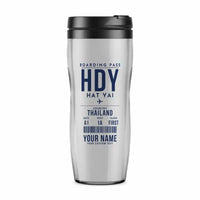 Thumbnail for Hat Yai International Airport (HDY) Travel Mugs - Boarding Pass + Name - Plastic (No Holder) - Light Gray