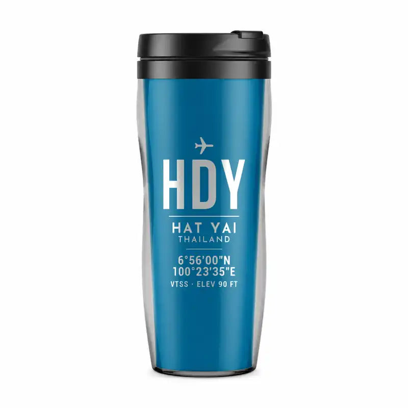 Hat Yai International Airport (HDY) Travel Mugs - ID Tag - Plastic (No Holder) - Light Blue