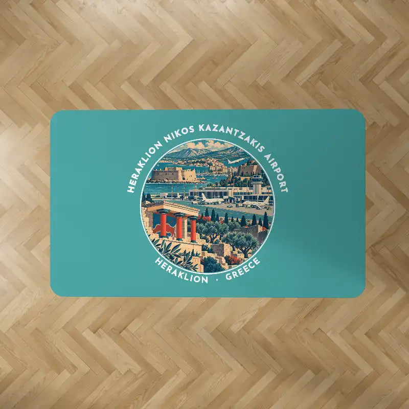 Heraklion International Airport Nikos Kazantzakis (HER) Carpets - Carpet Rectangle - Badge - Turquoise V2