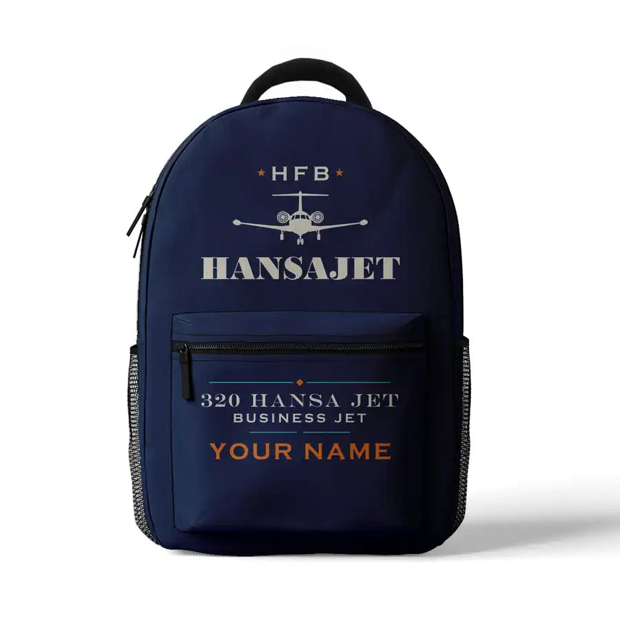 HFB 320 Hansa Jet - 3D Backpack - Heritage + Name - Dark Blue