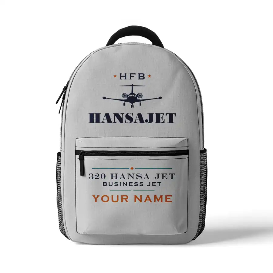 HFB 320 Hansa Jet - 3D Backpack - Heritage + Name - White