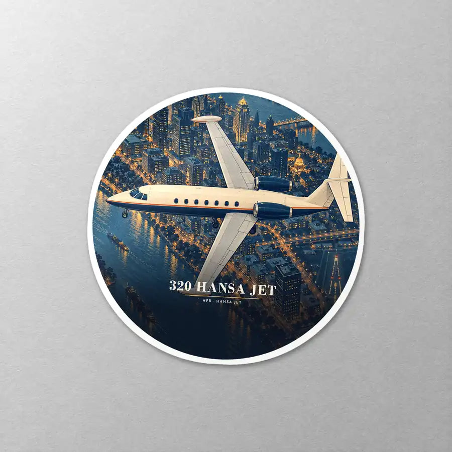 HFB 320 Hansa Jet - 3D - Circle Sticker - Close-up