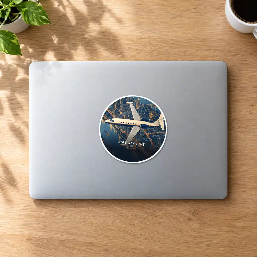 HFB 320 Hansa Jet - 3D + Name - Circle Sticker - MacBook