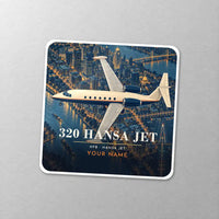 Thumbnail for HFB 320 Hansa Jet - 3D + Name - Square Sticker - Close-up