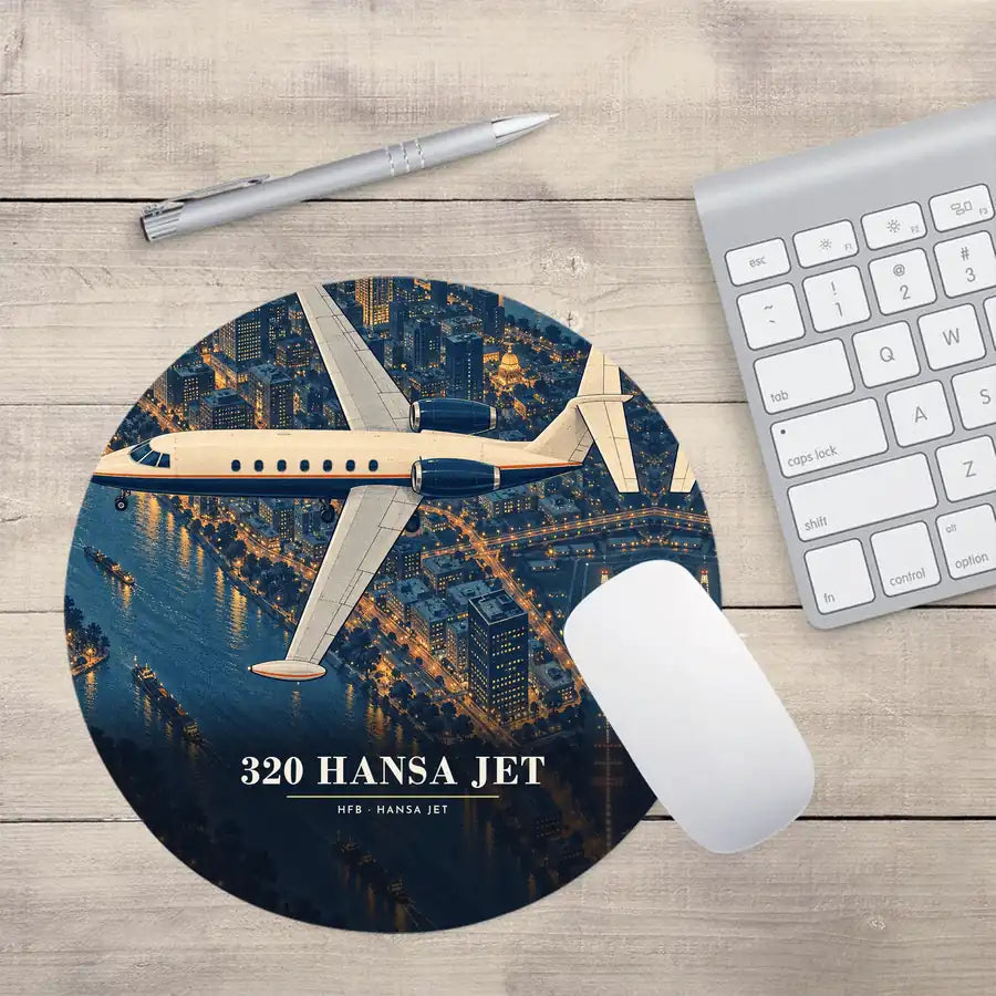 HFB 320 Hansa Jet - 3D - Round Mouse Pad - Full Print