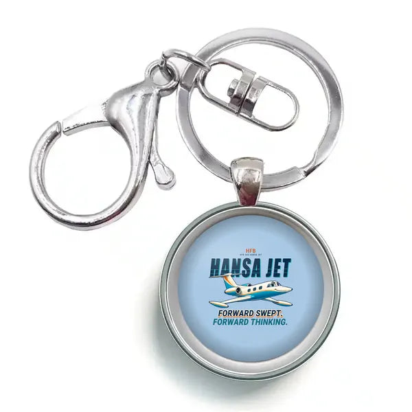 HFB 320 Hansa Jet - Cartoon - Circle Key Chain - Light Blue