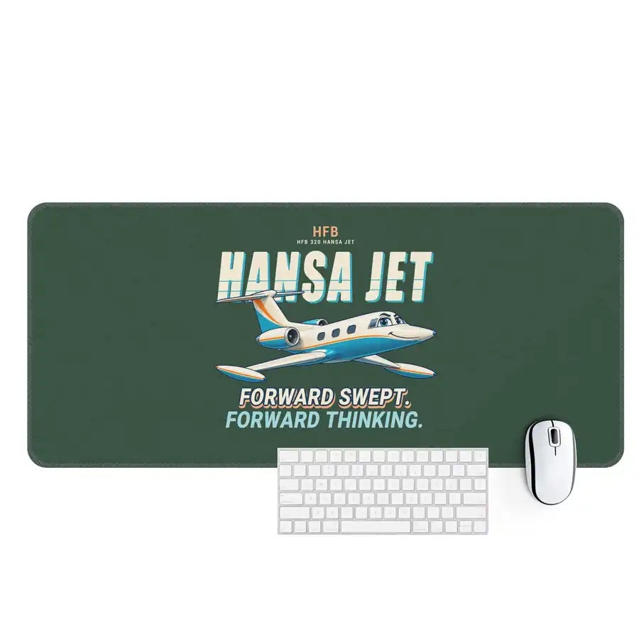 HFB 320 Hansa Jet - Cartoon - Desk Mat - Dark Green