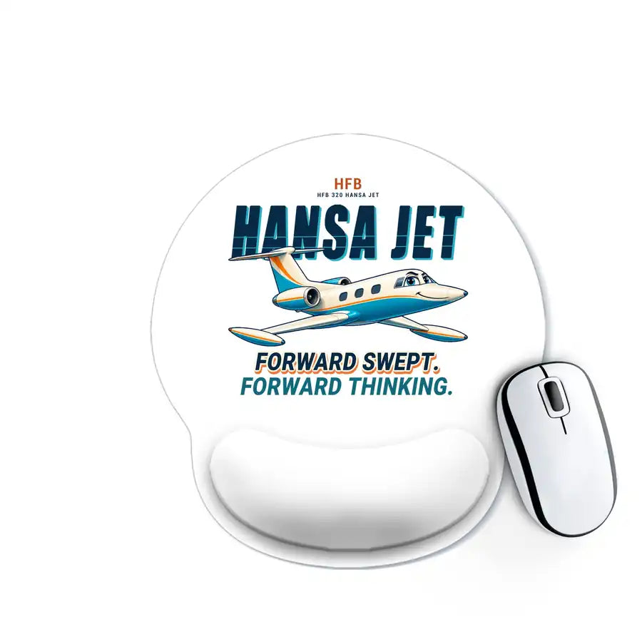 HFB 320 Hansa Jet - Cartoon - Ergonomic Mouse Pad - White