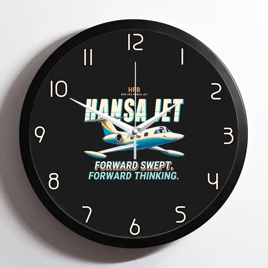 HFB 320 Hansa Jet - Cartoon - Framed - Black