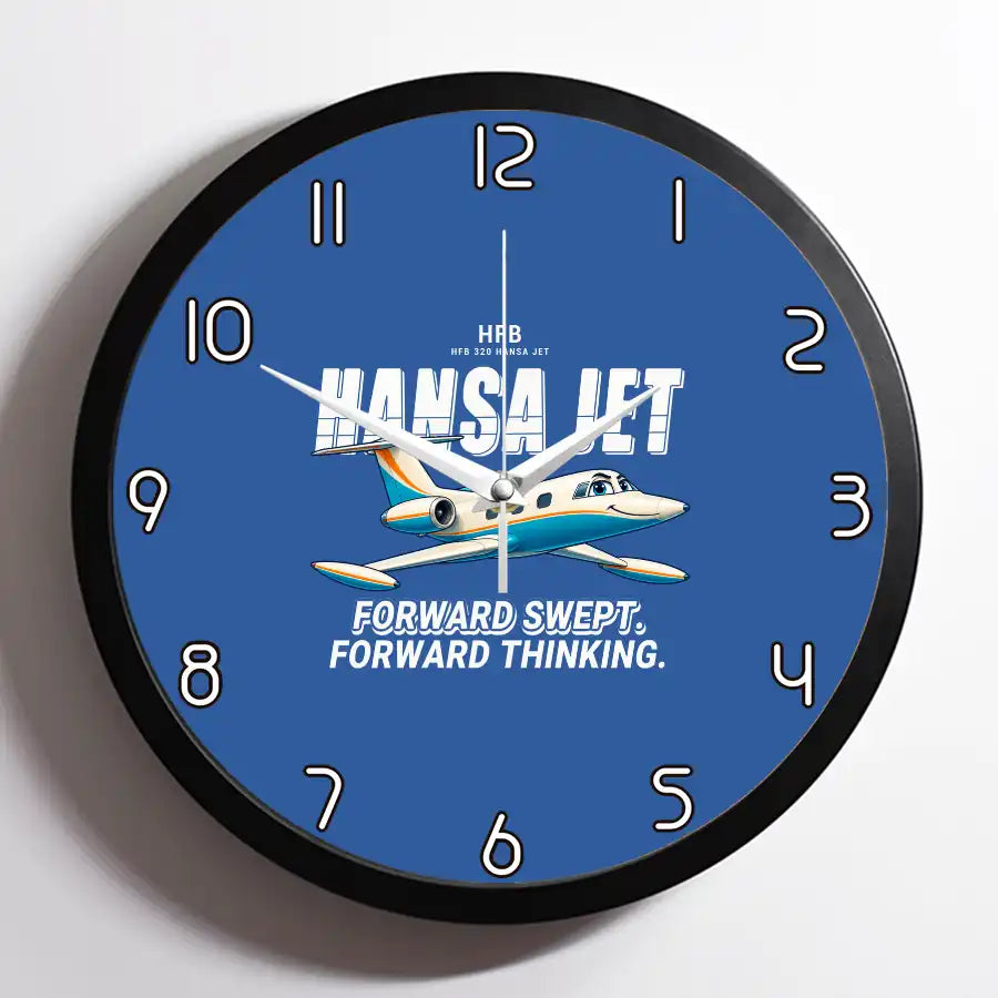 HFB 320 Hansa Jet - Cartoon - Framed - Blue
