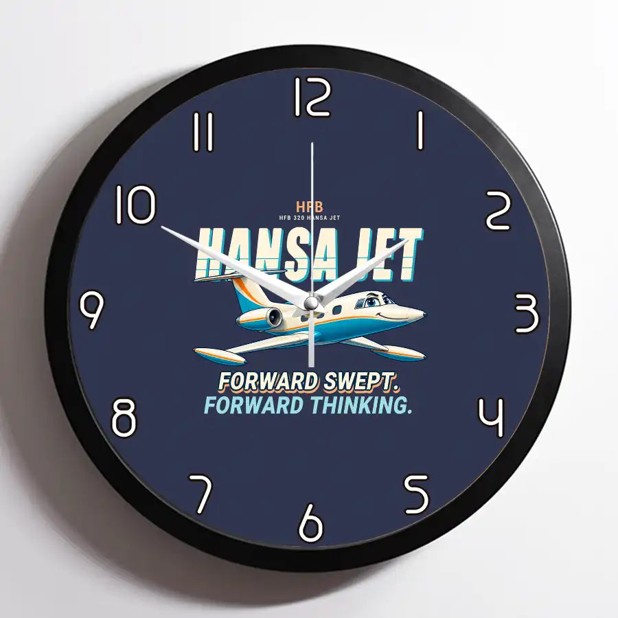 HFB 320 Hansa Jet - Cartoon - Framed - Navy Blue
