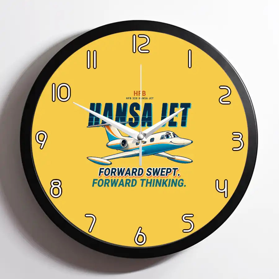 HFB 320 Hansa Jet - Cartoon - Framed - Yellow