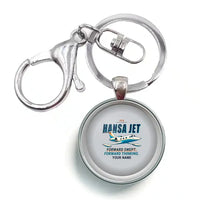 Thumbnail for HFB 320 Hansa Jet - Cartoon + Name - Circle Key Chain - Light Gray