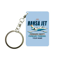 Thumbnail for HFB 320 Hansa Jet - Cartoon + Name - Key Chain - Light Blue