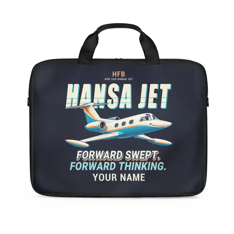HFB 320 Hansa Jet - Cartoon + Name - Laptop Bag