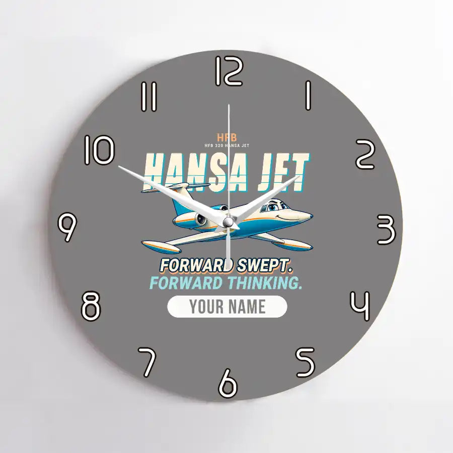 HFB 320 Hansa Jet - Cartoon + Name - No Frame - Gray