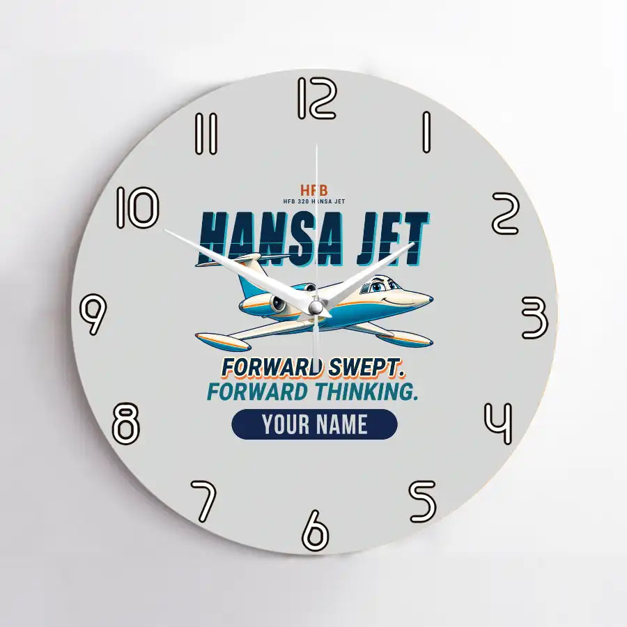 HFB 320 Hansa Jet - Cartoon + Name - No Frame - Light Gray