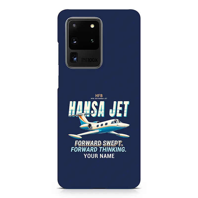 HFB 320 Hansa Jet - Cartoon + Name - Samsung Case - Navy Blue