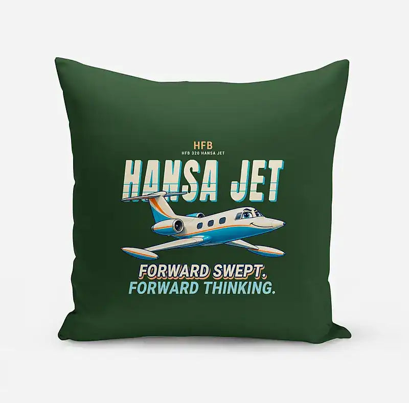 HFB 320 Hansa Jet - Cartoon - Pillow - Dark Green