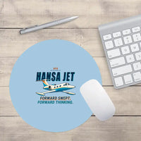 Thumbnail for HFB 320 Hansa Jet - Cartoon - Round Mouse Pad - Light Blue