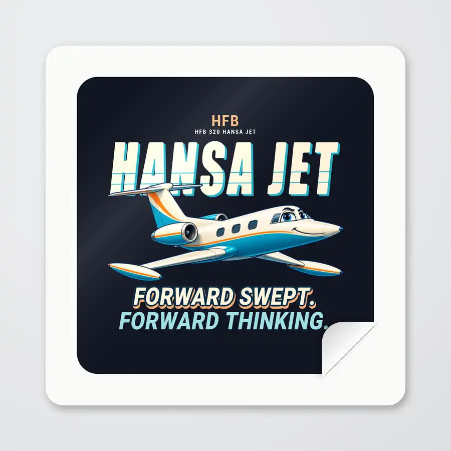 HFB 320 Hansa Jet - Cartoon - Square Sticker - Peel