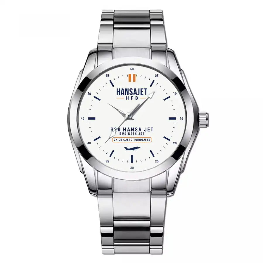 HFB 320 Hansa Jet - Classic - White - Stainless Steel Band - For Men