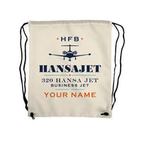 Thumbnail for HFB 320 Hansa Jet - Drawstring Bag - Heritage + Name - Beige