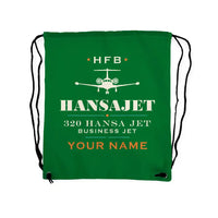 Thumbnail for HFB 320 Hansa Jet - Drawstring Bag - Heritage + Name - Green