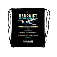 Thumbnail for HFB 320 Hansa Jet - Drawstring Bag - Original + Name - Black