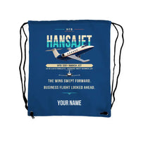 Thumbnail for HFB 320 Hansa Jet - Drawstring Bag - Original + Name - Blue