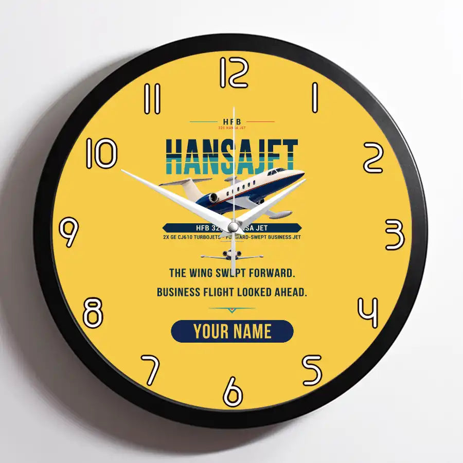 HFB 320 Hansa Jet - Original + Name - Framed - Yellow