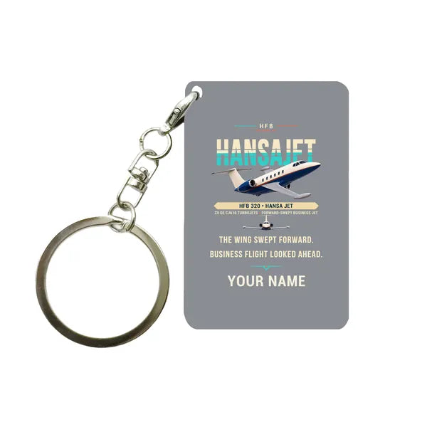 HFB 320 Hansa Jet - Original + Name - Key Chain - Gray