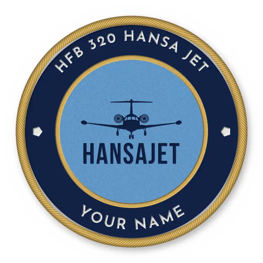 HFB 320 Hansa Jet Patches - Circle + Name - Navy Sky