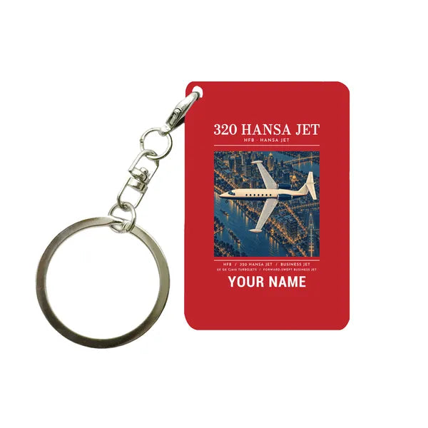 HFB 320 Hansa Jet - Poster + Name - Key Chain - Red