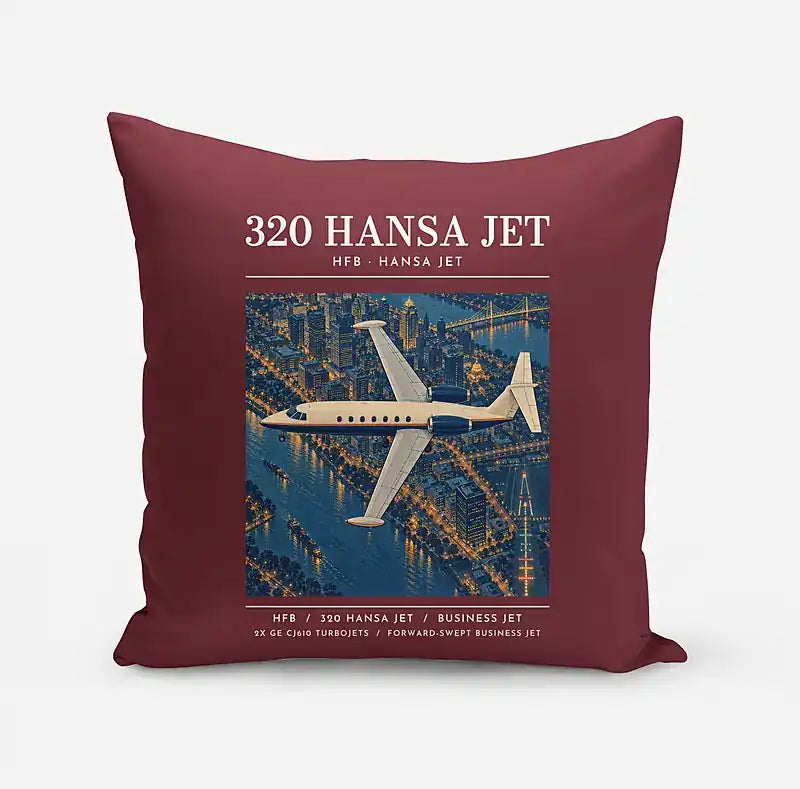 HFB 320 Hansa Jet - Poster - Pillow - Dark Red