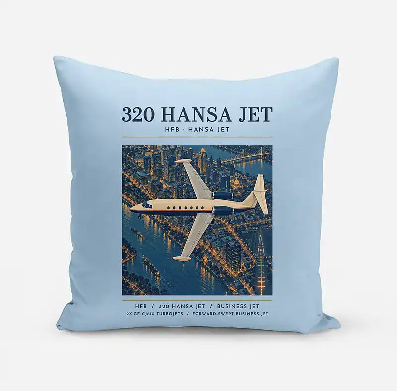 HFB 320 Hansa Jet - Poster - Pillow - Light Blue