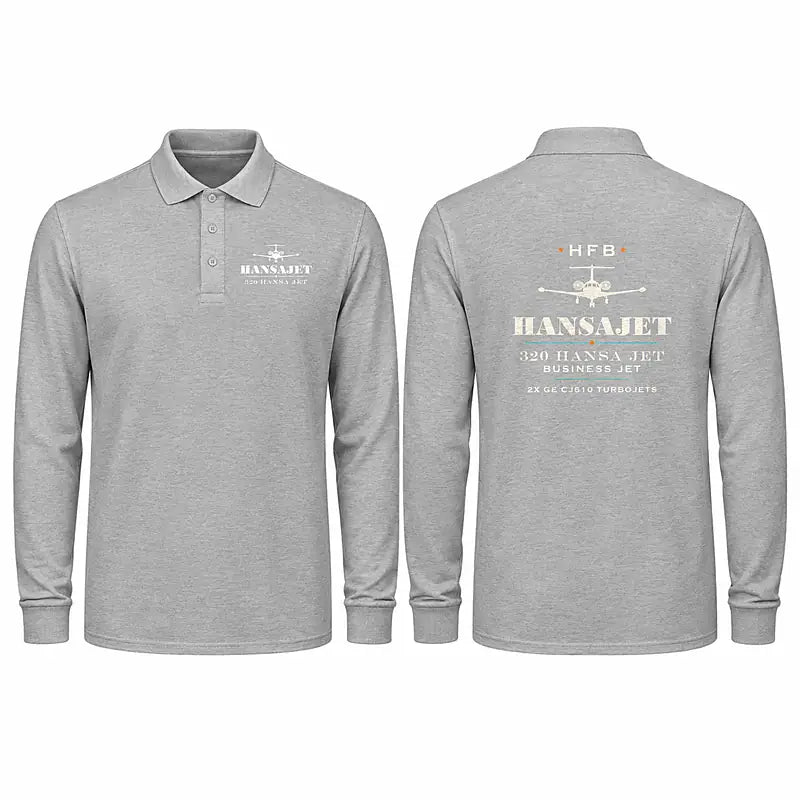 HFB 320 Hansa Jet Premium Polo T-Shirts - Heritage - Long Sleeve - Gray
