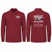 Thumbnail for HFB 320 Hansa Jet Premium Polo T-Shirts - Original - Long Sleeve - Dark Red