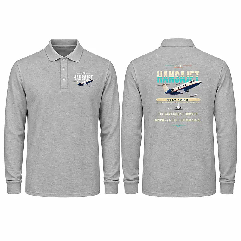 HFB 320 Hansa Jet Premium Polo T-Shirts - Original - Long Sleeve - Gray