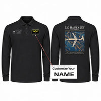 Thumbnail for HFB 320 Hansa Jet Premium Polo T-Shirts - Poster + Name - Long Sleeve - Black
