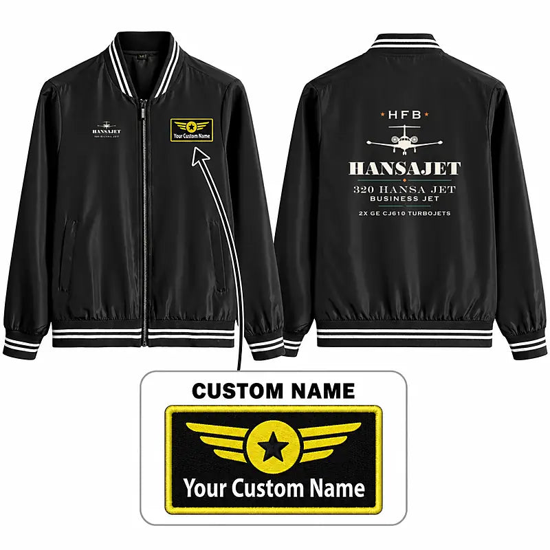 HFB 320 Hansa Jet Stylish Jackets - Baseball Collar - Heritage + Name - Black