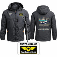 Thumbnail for HFB 320 Hansa Jet Stylish Jackets - Hooded Windbreaker - Original + Name - Charcoal