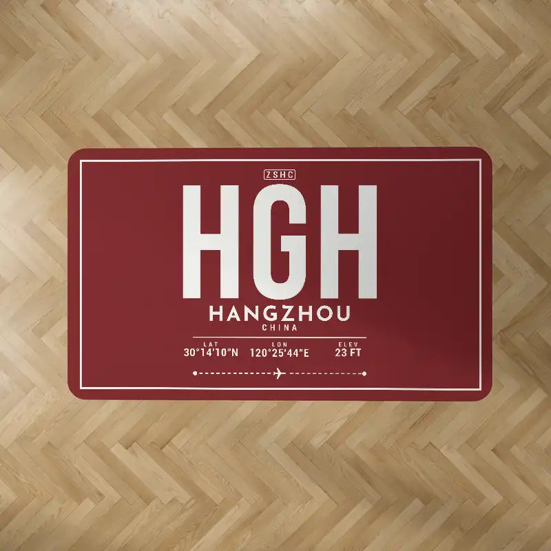 Hangzhou Xiaoshan International Airport (HGH) Carpets - Carpet Rectangle - ID Tag - Dark Red V2