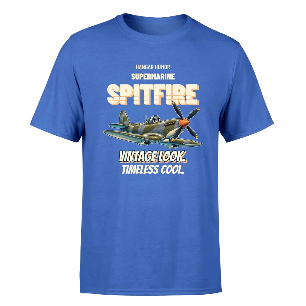 Supermarine Spitfire Mk IX - Vintage look. Timeless cool. - Premium T-Shirt design on blue premium t shirt